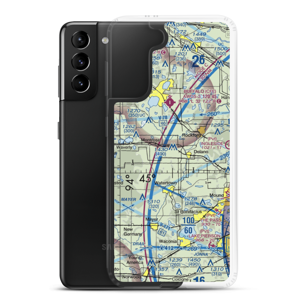 Brandt Airport (MN19) VFR Sectional Samsung Case Samsung Galaxy S21 Plus model shown