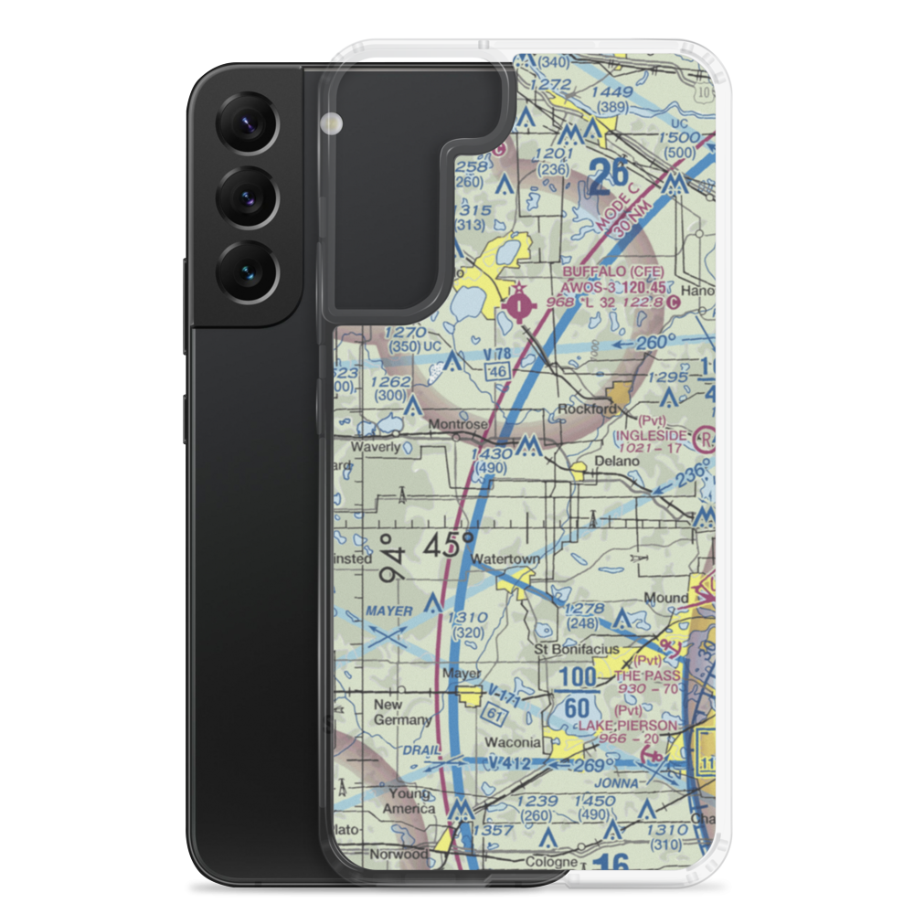 Brandt Airport (MN19) VFR Sectional Samsung Case Samsung Galaxy S22 Plus model shown