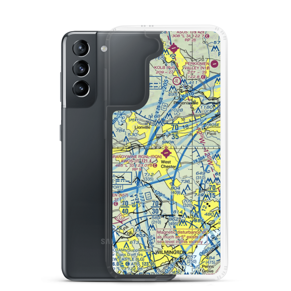 Brandywine Regional Airport (OQN) VFR Sectional Samsung Case Samsung Galaxy S21 model shown