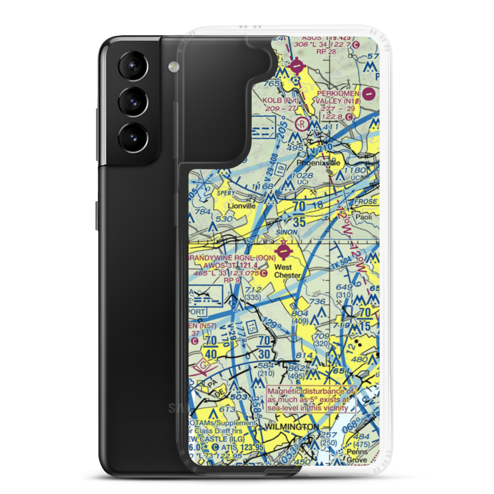 Brandywine Regional Airport (OQN) VFR Sectional Samsung Case Samsung Galaxy S21 Plus model shown
