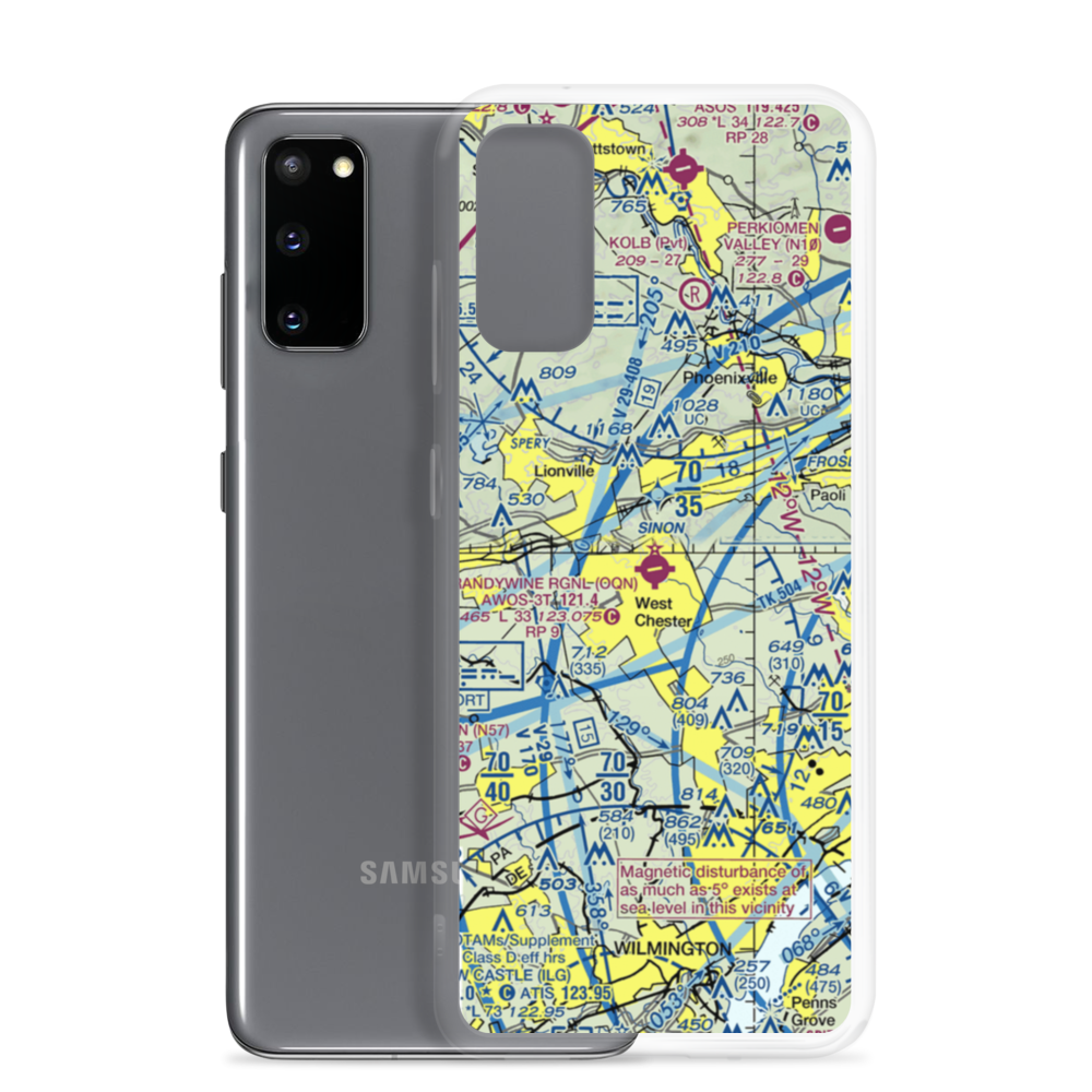 Brandywine Regional Airport (OQN) VFR Sectional Samsung Case Samsung Galaxy S20 model shown