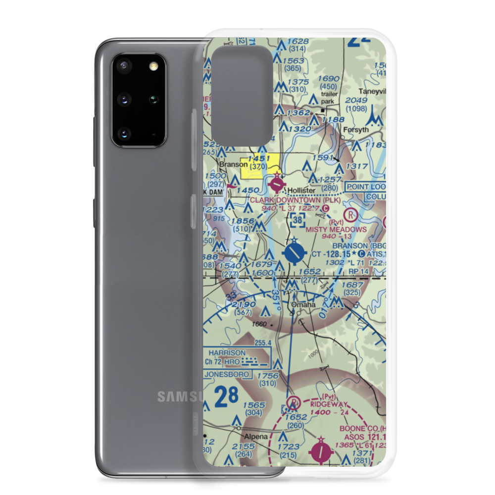 Branson Airport (BBG) VFR Sectional Samsung Case Samsung Galaxy S20 Plus model shown