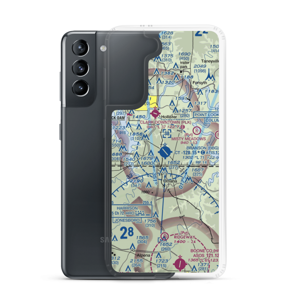 Branson Airport (BBG) VFR Sectional Samsung Case Samsung Galaxy S21 model shown