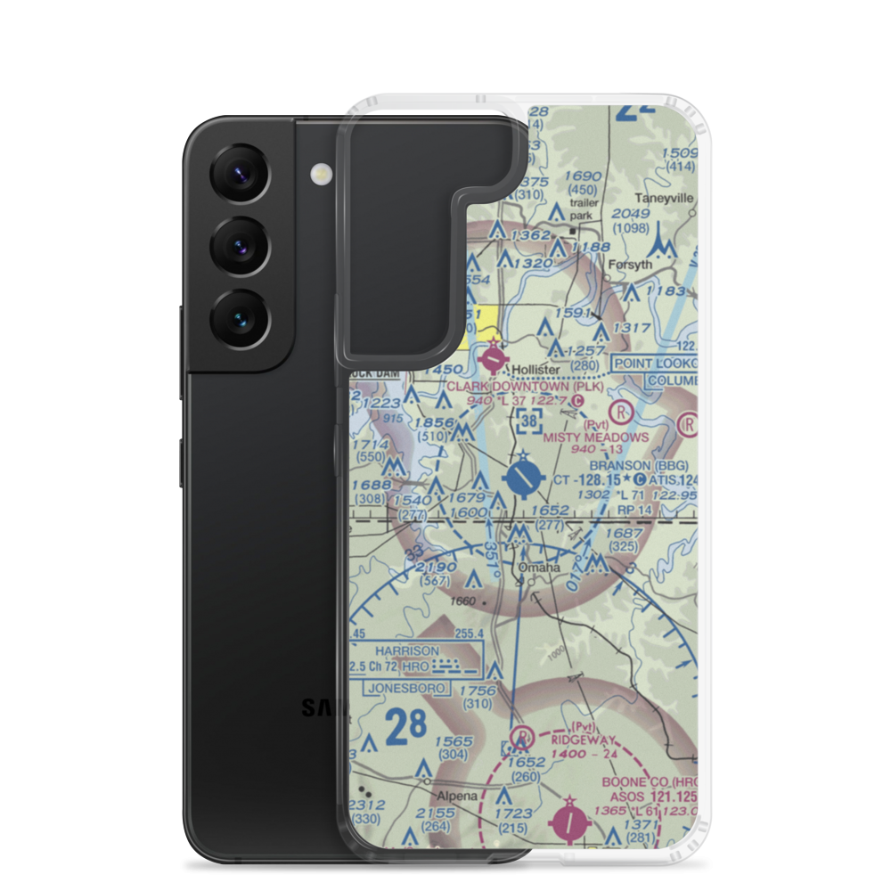 Branson Airport (BBG) VFR Sectional Samsung Case Samsung Galaxy S22 model shown