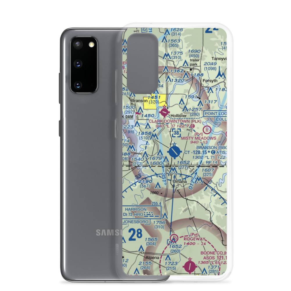 Branson Airport (BBG) VFR Sectional Samsung Case Samsung Galaxy S20 model shown