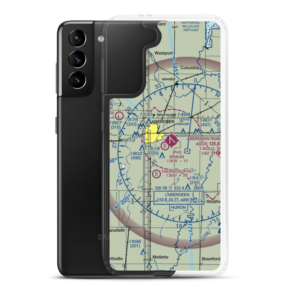 Braun Airport (SD32) VFR Sectional Samsung Case Samsung Galaxy S21 Plus model shown