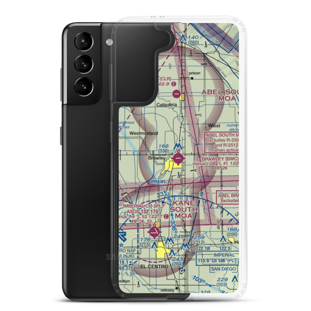 Brawley Municipal Airport (BWC) VFR Sectional Samsung Case Samsung Galaxy S21 Plus model shown