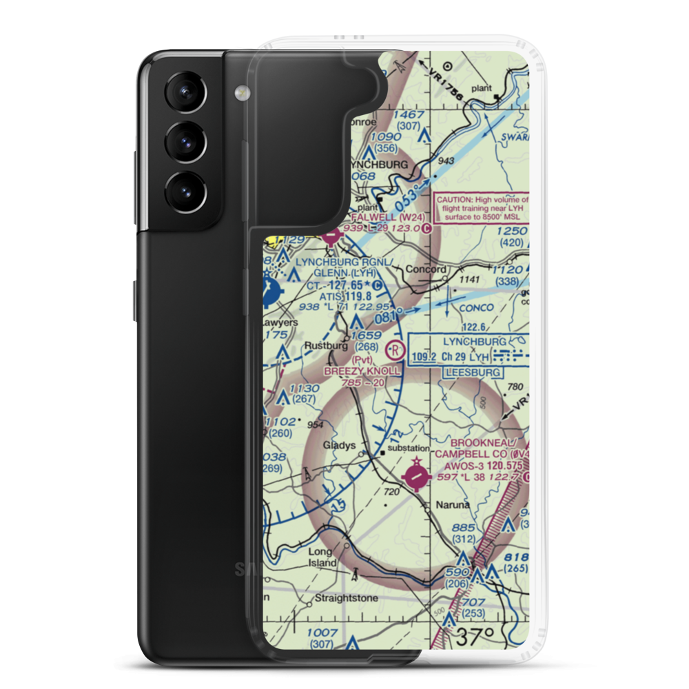 Breezy Knoll Airport (VA13) VFR Sectional Samsung Case Samsung Galaxy S21 Plus model shown