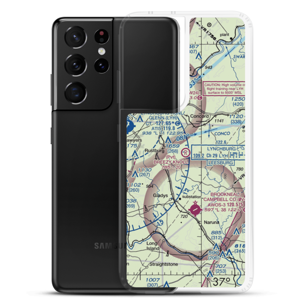 Breezy Knoll Airport (VA13) VFR Sectional Samsung Case Samsung Galaxy S21 Ultra model shown