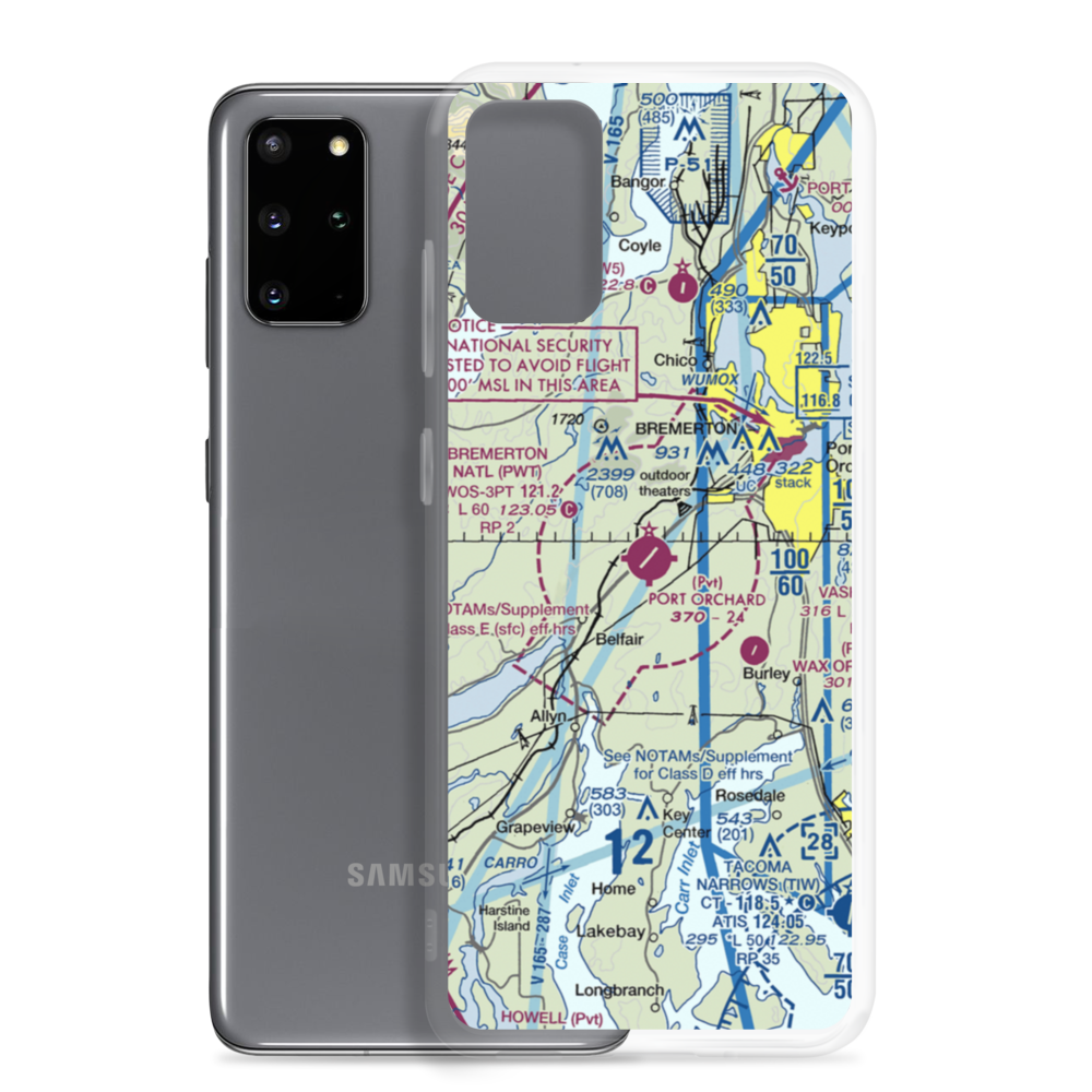 Bremerton National Airport (PWT) VFR Sectional Samsung Case Samsung Galaxy S20 Plus model shown
