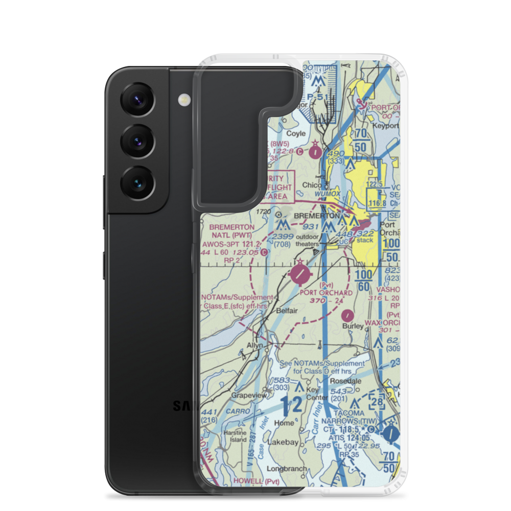 Bremerton National Airport (PWT) VFR Sectional Samsung Case Samsung Galaxy S22 model shown