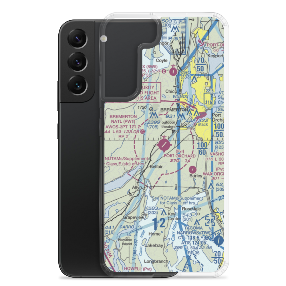 Bremerton National Airport (PWT) VFR Sectional Samsung Case Samsung Galaxy S22 Plus model shown