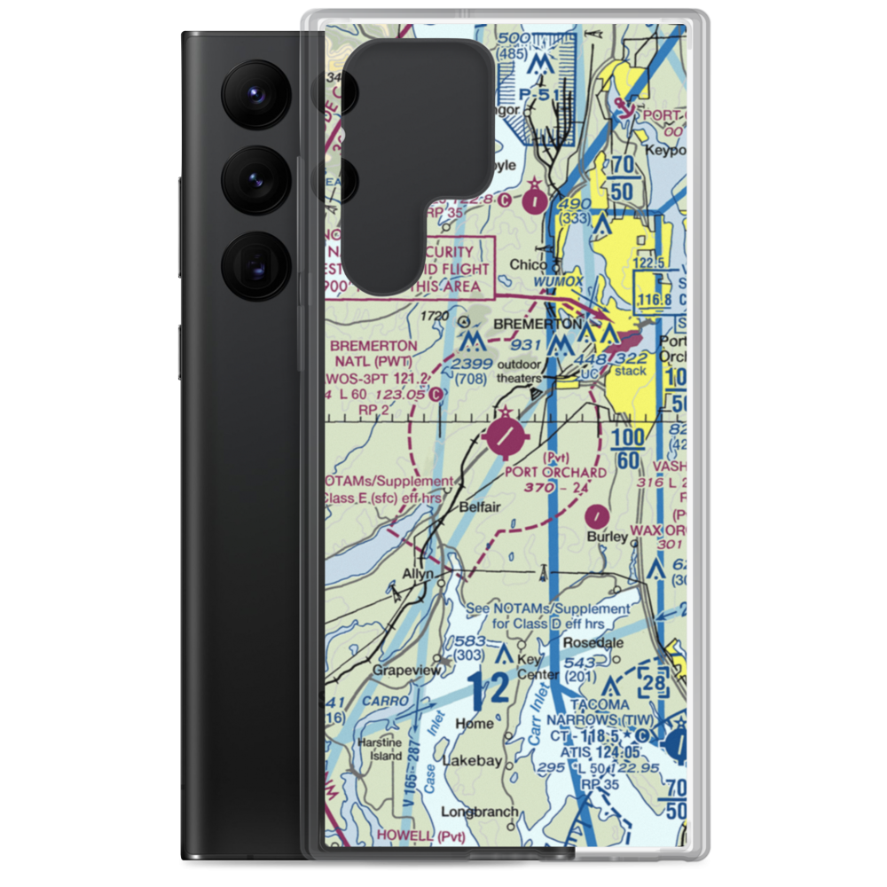 Bremerton National Airport (PWT) VFR Sectional Samsung Case Samsung Galaxy S22 Ultra model shown