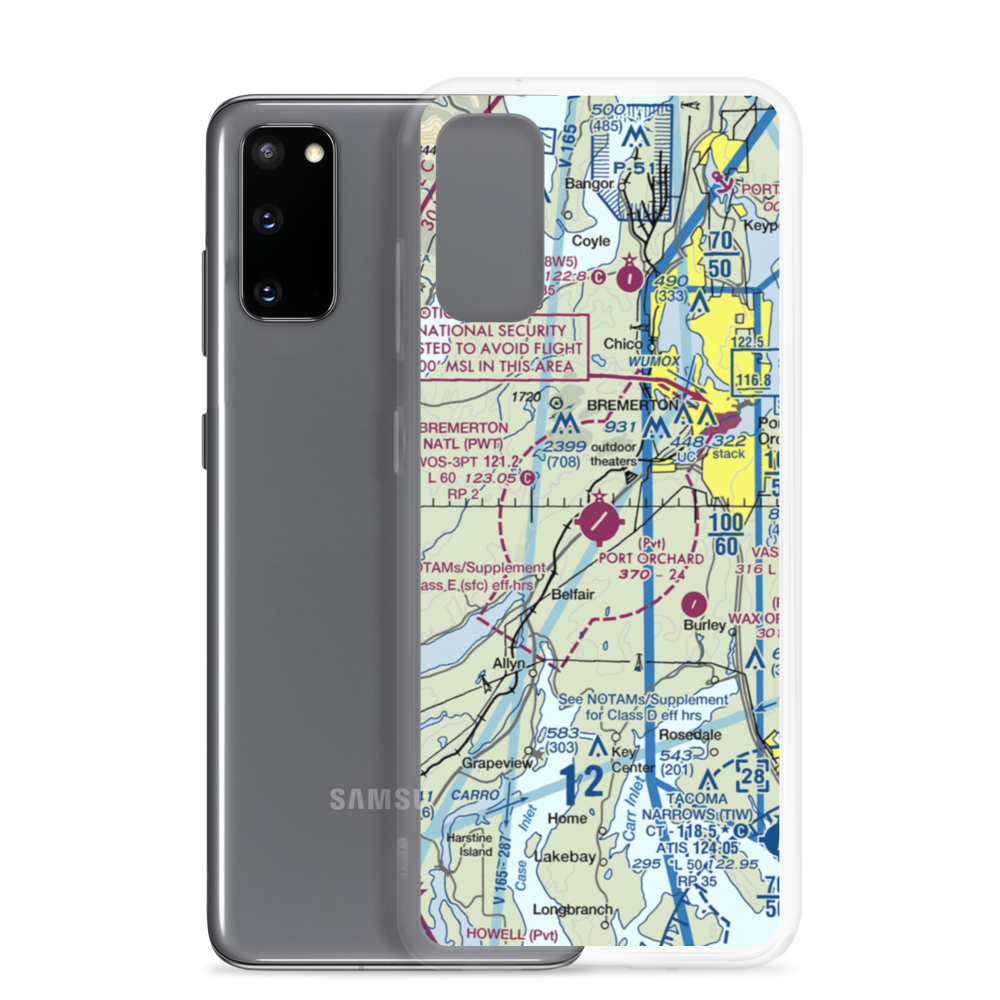 Bremerton National Airport (PWT) VFR Sectional Samsung Case Samsung Galaxy S20 model shown