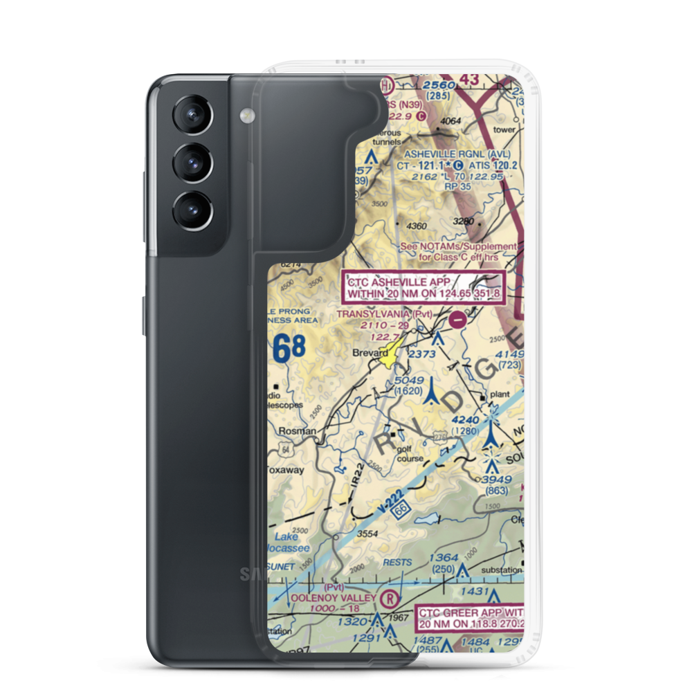 Brevard Airport (NC16) VFR Sectional Samsung Case Samsung Galaxy S21 model shown