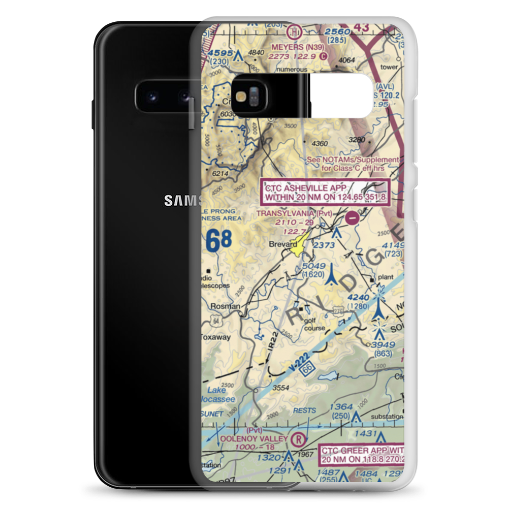 Brevard Airport (NC16) VFR Sectional Samsung Case Samsung Galaxy S10+ model shown