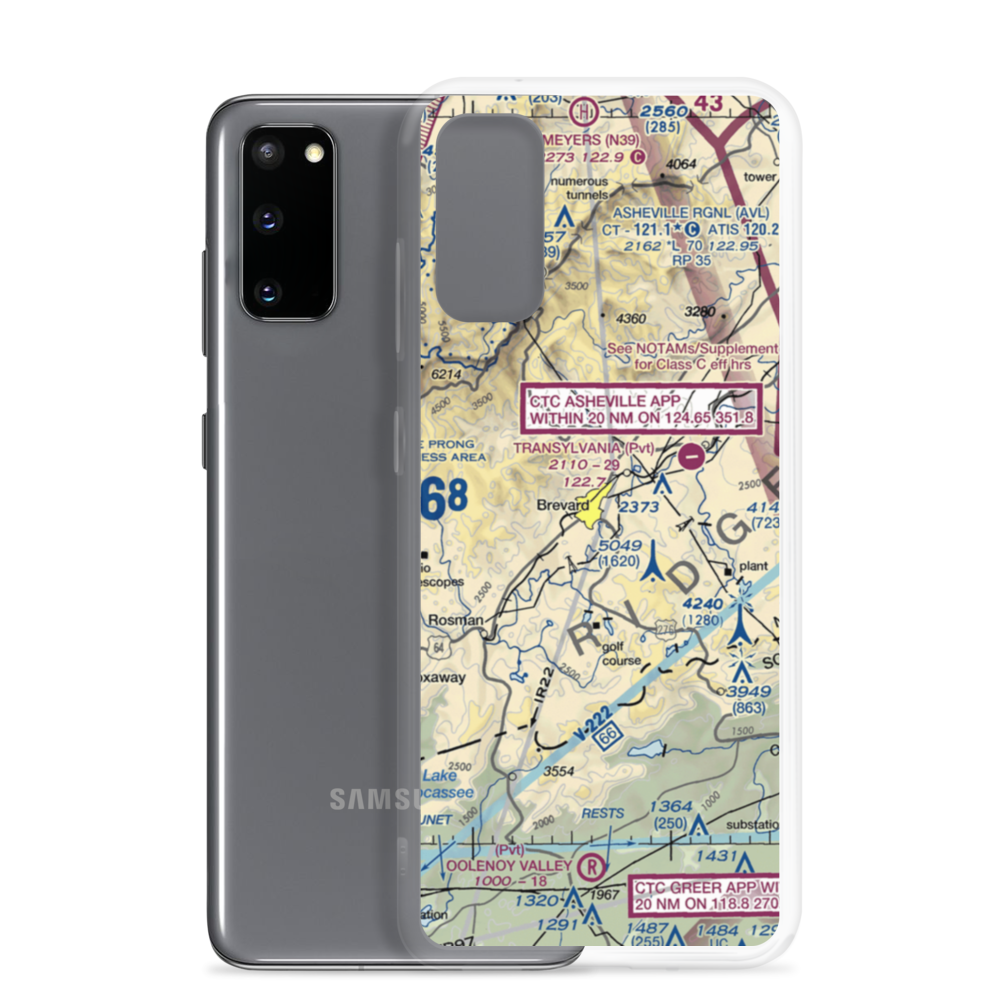 Brevard Airport (NC16) VFR Sectional Samsung Case Samsung Galaxy S20 model shown