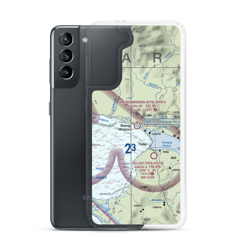 Brevig Mission Airport (KTS) VFR Sectional Samsung Case Samsung Galaxy S21 model shown