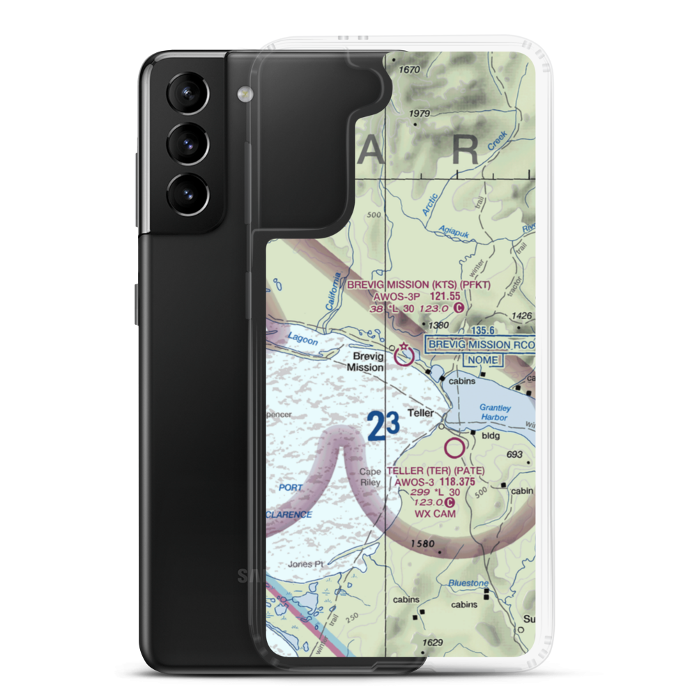 Brevig Mission Airport (KTS) VFR Sectional Samsung Case Samsung Galaxy S21 Plus model shown