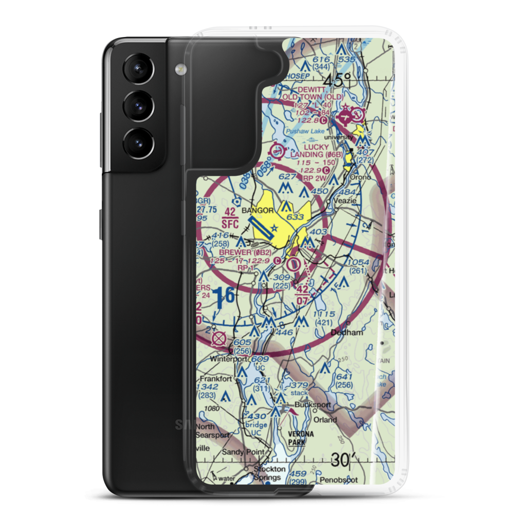 Brewer Airport (0B2) VFR Sectional Samsung Case Samsung Galaxy S21 Plus model shown