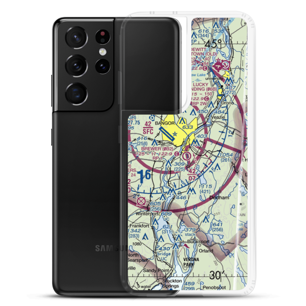 Brewer Airport (0B2) VFR Sectional Samsung Case Samsung Galaxy S21 Ultra model shown