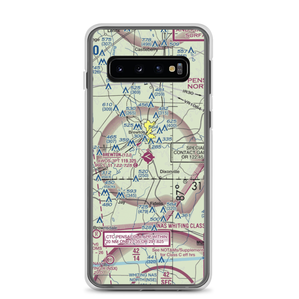 Brewton Municipal Airport (12J) VFR Sectional Samsung Case Samsung Galaxy S10 model shown