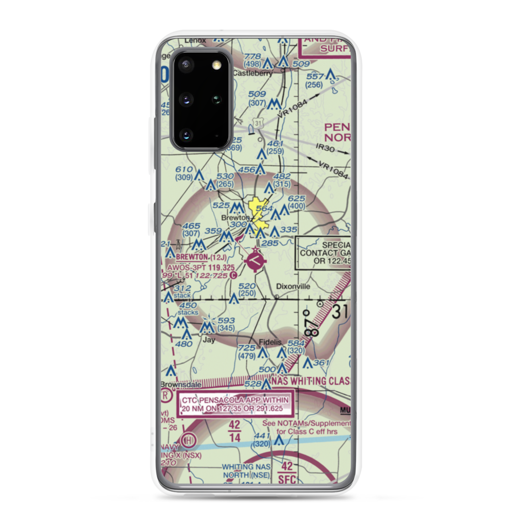 Brewton Municipal Airport (12J) VFR Sectional Samsung Case Samsung Galaxy S20 Plus model shown