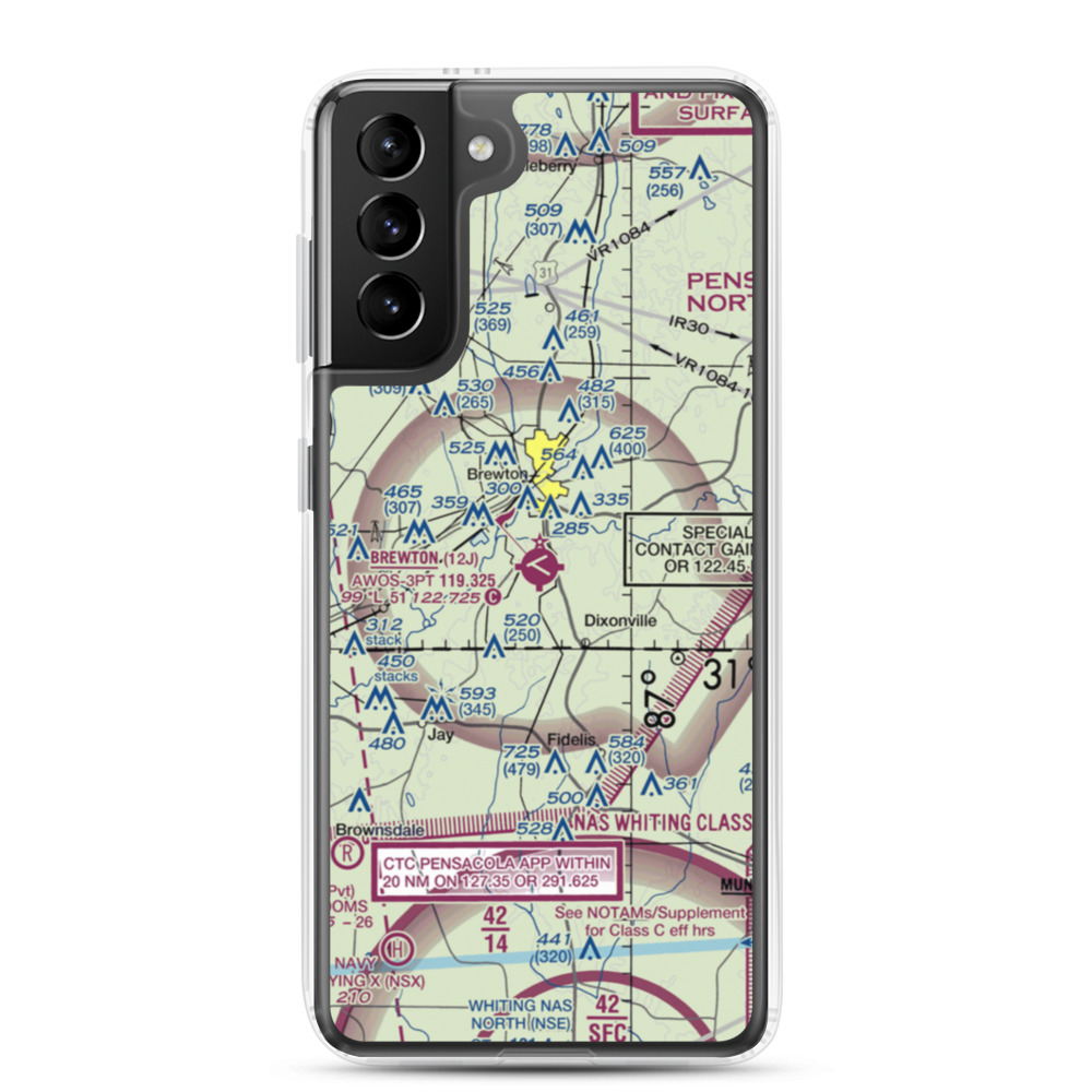 Brewton Municipal Airport (12J) VFR Sectional Samsung Case Samsung Galaxy S21 Plus model shown