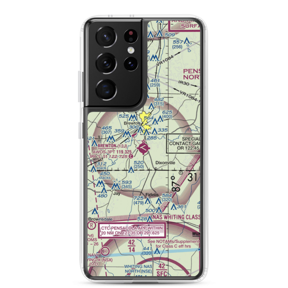 Brewton Municipal Airport (12J) VFR Sectional Samsung Case Samsung Galaxy S21 Ultra model shown