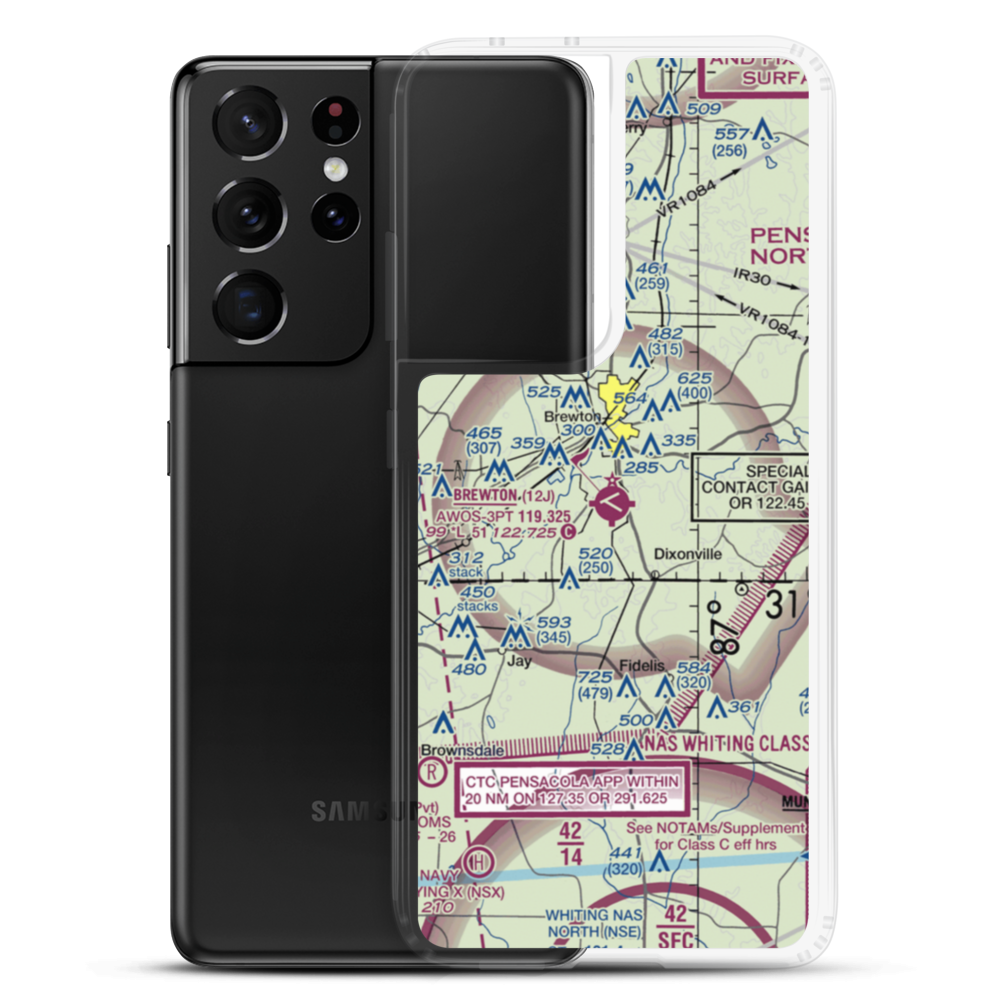Brewton Municipal Airport (12J) VFR Sectional Samsung Case Samsung Galaxy S21 Ultra model shown