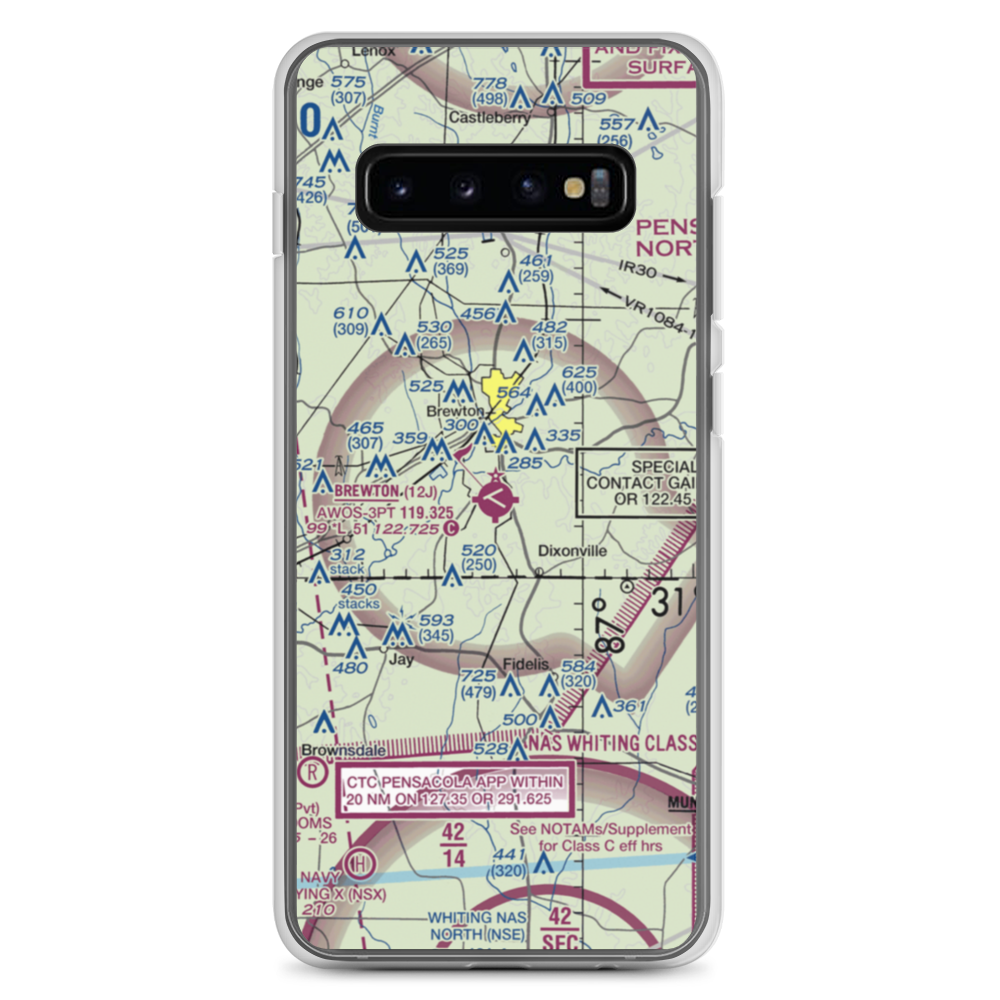 Brewton Municipal Airport (12J) VFR Sectional Samsung Case Samsung Galaxy S10+ model shown
