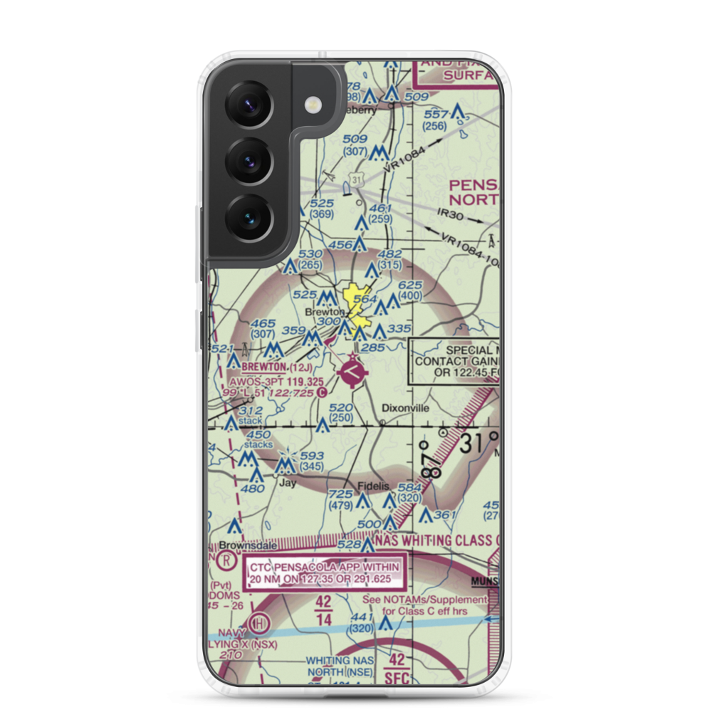 Brewton Municipal Airport (12J) VFR Sectional Samsung Case Samsung Galaxy S22 Plus model shown