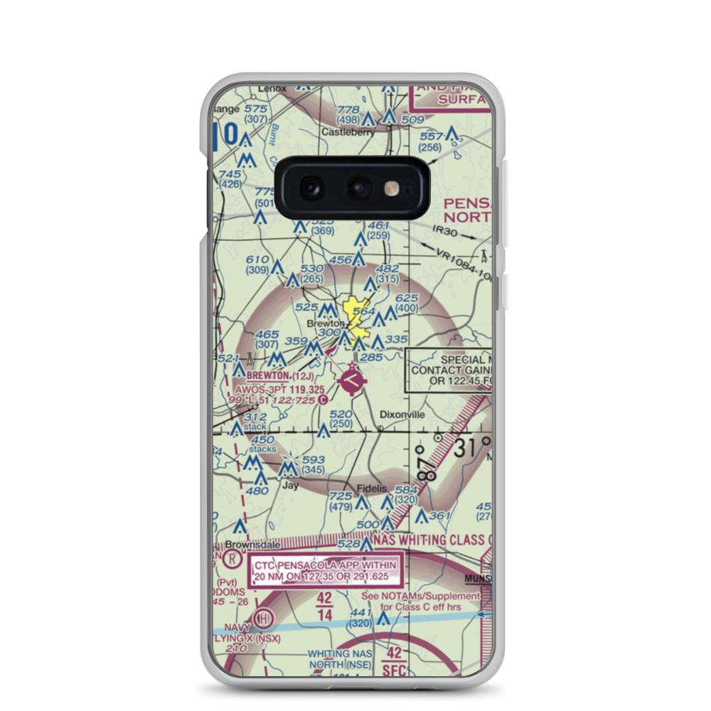 Brewton Municipal Airport (12J) VFR Sectional Samsung Case Samsung Galaxy S10e model shown