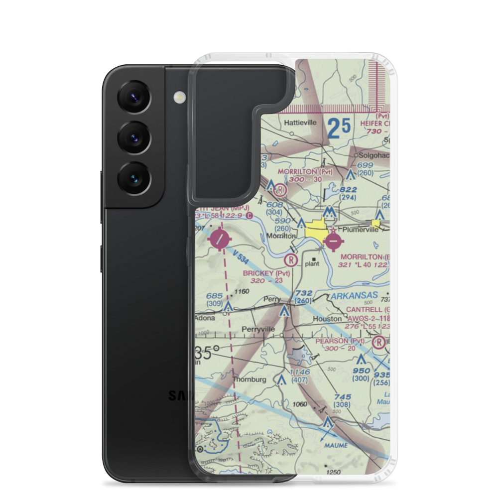 Brickey Private Airport (AR43) VFR Sectional Samsung Case Samsung Galaxy S22 model shown