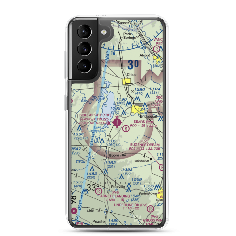 Bridgeport Municipal Airport (XBP) VFR Sectional Samsung Case Samsung Galaxy S21 Plus model shown