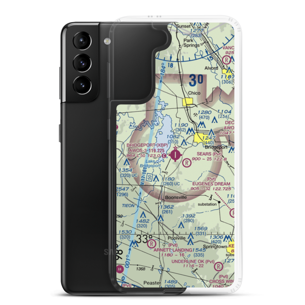 Bridgeport Municipal Airport (XBP) VFR Sectional Samsung Case Samsung Galaxy S21 Plus model shown