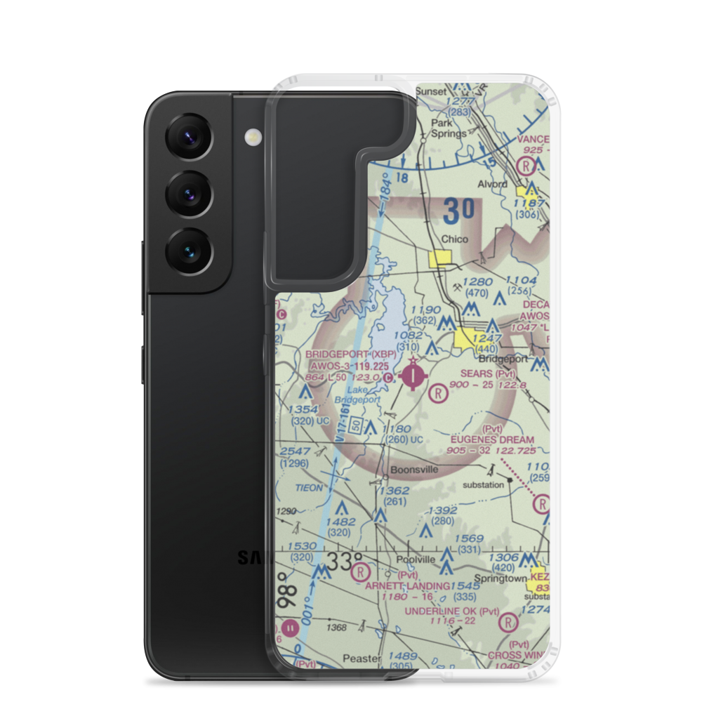 Bridgeport Municipal Airport (XBP) VFR Sectional Samsung Case Samsung Galaxy S22 model shown