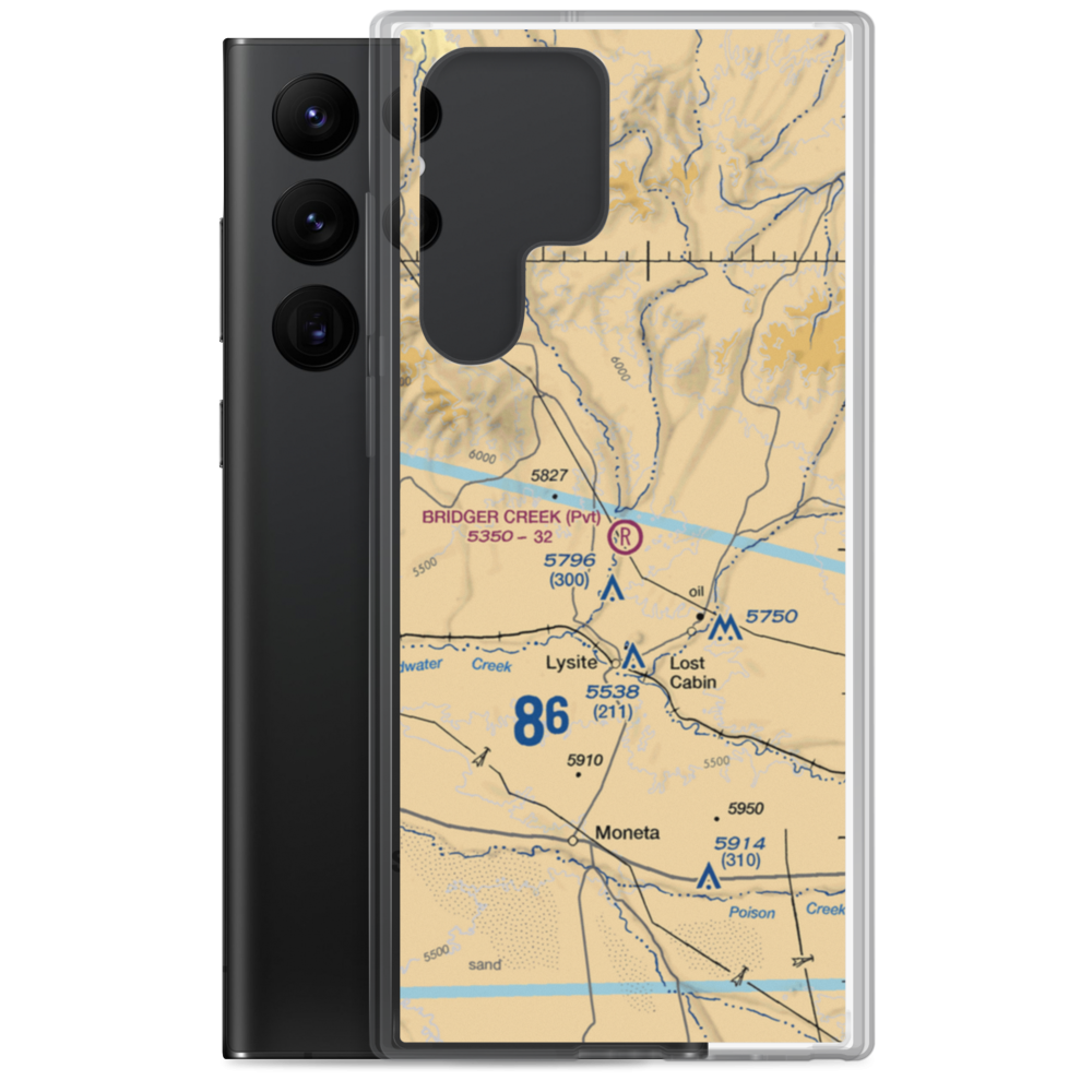Bridger Creek Airport (WY34) VFR Sectional Samsung Case Samsung Galaxy S22 Ultra model shown