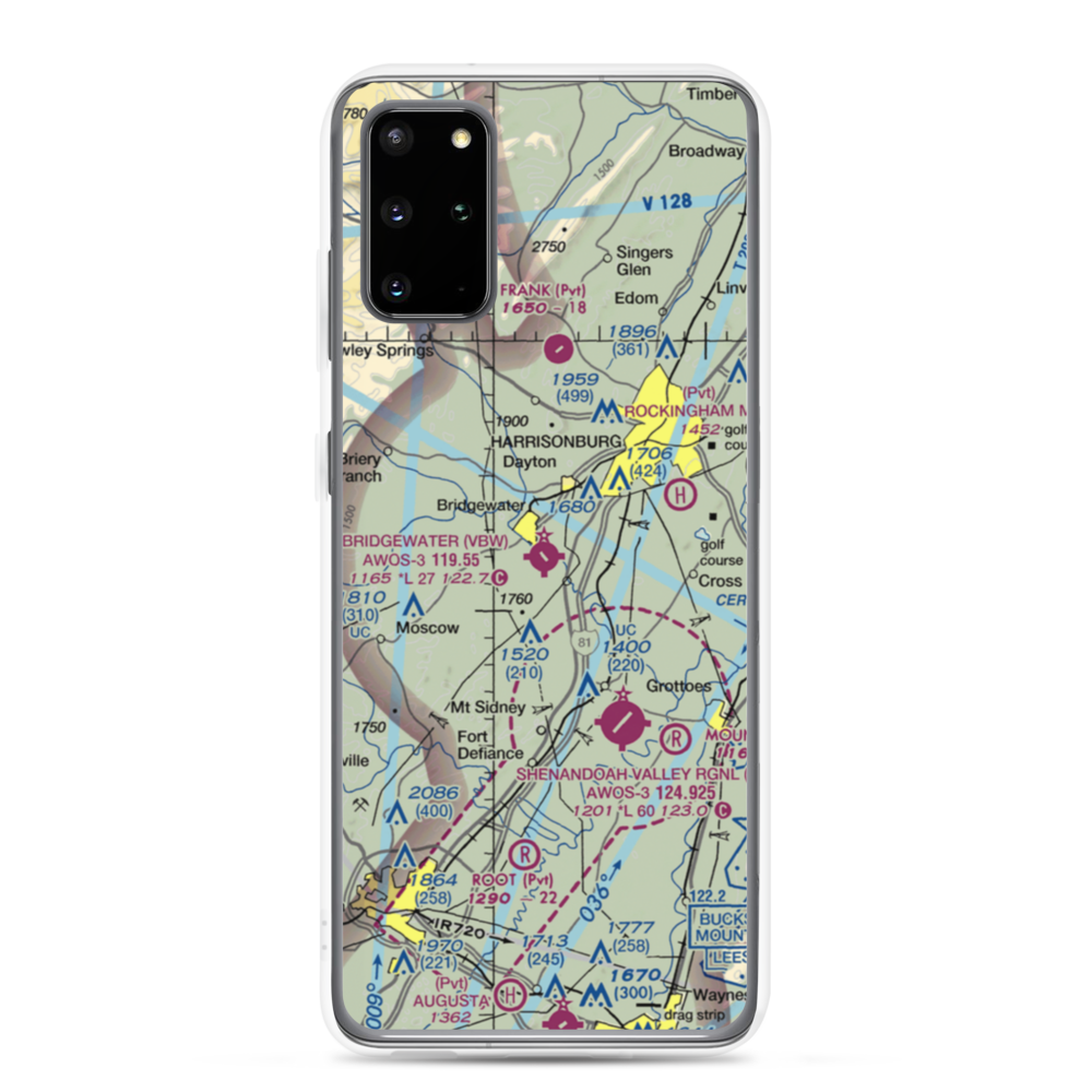 Bridgewater Air Park (VBW) VFR Sectional Samsung Case Samsung Galaxy S20 Plus model shown