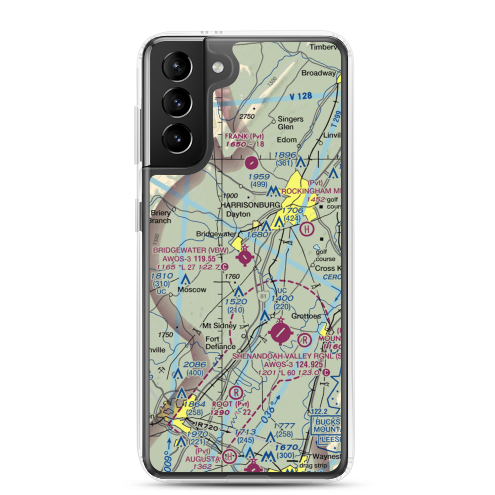 Bridgewater Air Park (VBW) VFR Sectional Samsung Case Samsung Galaxy S21 Plus model shown