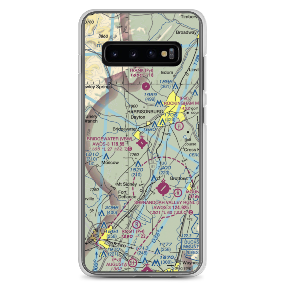 Bridgewater Air Park (VBW) VFR Sectional Samsung Case Samsung Galaxy S10+ model shown