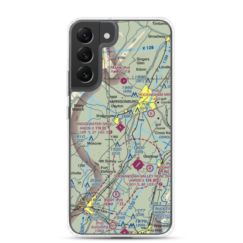 Bridgewater Air Park (VBW) VFR Sectional Samsung Case Samsung Galaxy S22 Plus model shown