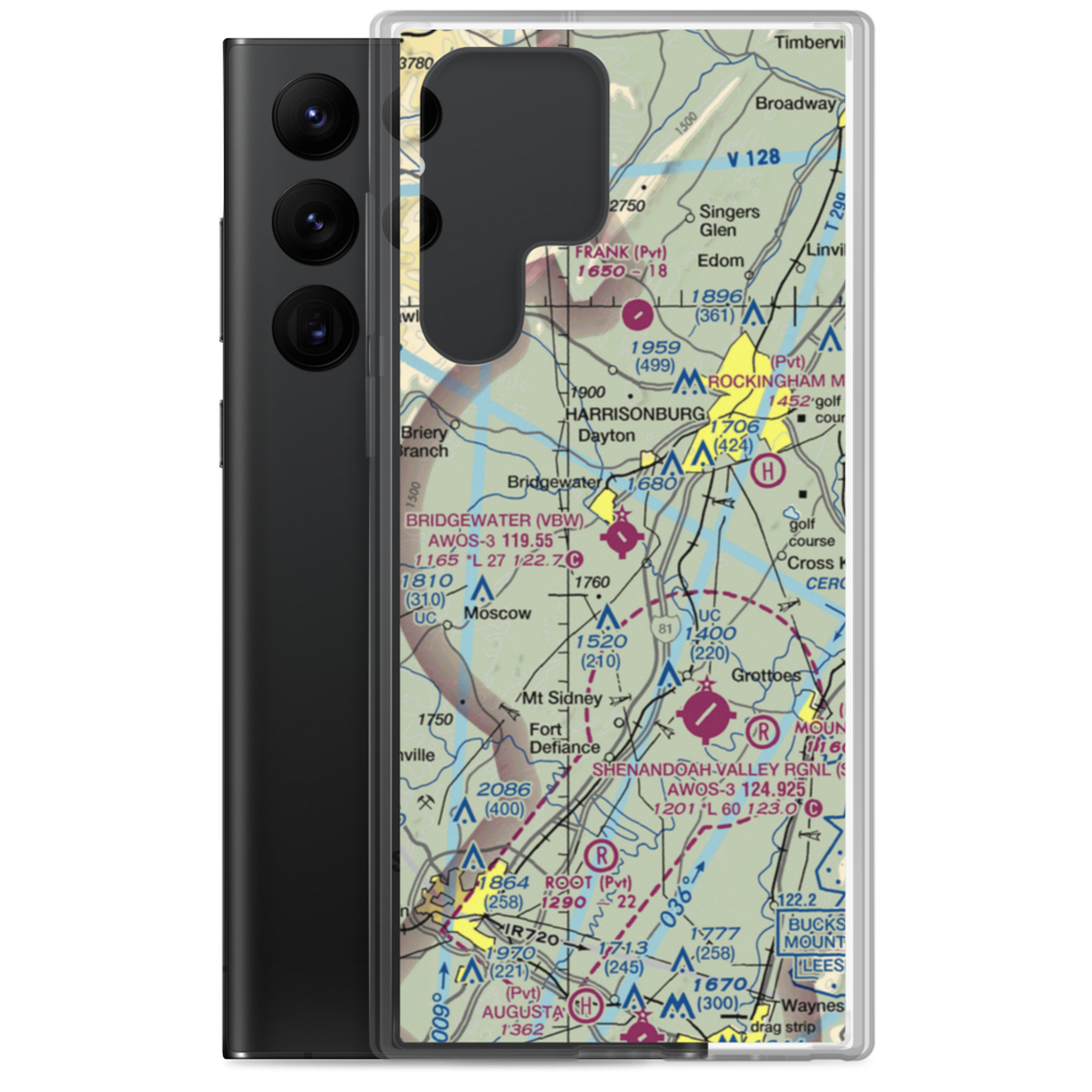 Bridgewater Air Park (VBW) VFR Sectional Samsung Case Samsung Galaxy S22 Ultra model shown