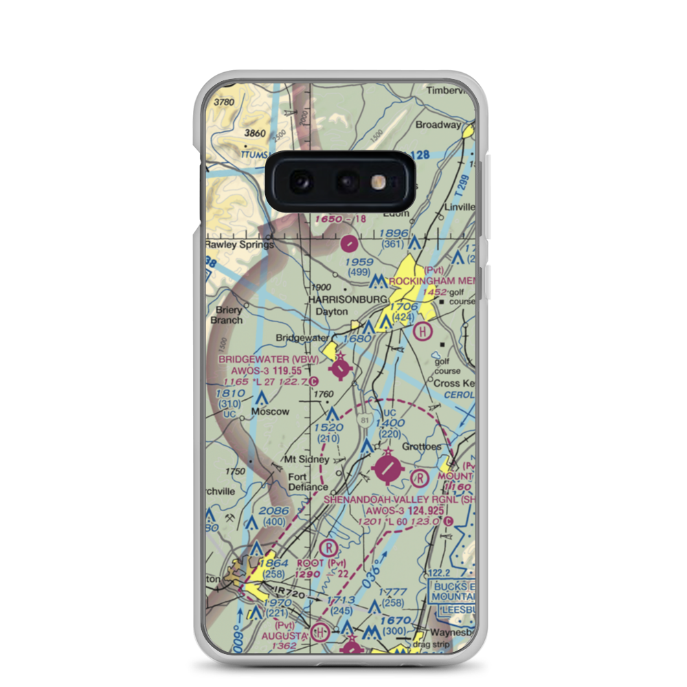 Bridgewater Air Park (VBW) VFR Sectional Samsung Case Samsung Galaxy S10e model shown