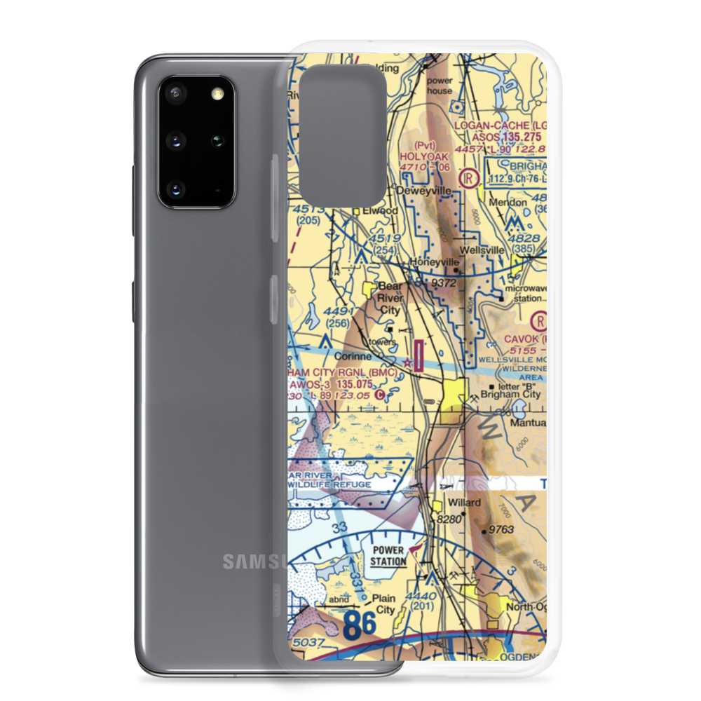 Brigham City Regional Airport (BMC) VFR Sectional Samsung Case Samsung Galaxy S20 Plus model shown