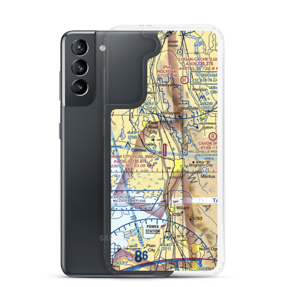 Brigham City Regional Airport (BMC) VFR Sectional Samsung Case Samsung Galaxy S21 model shown
