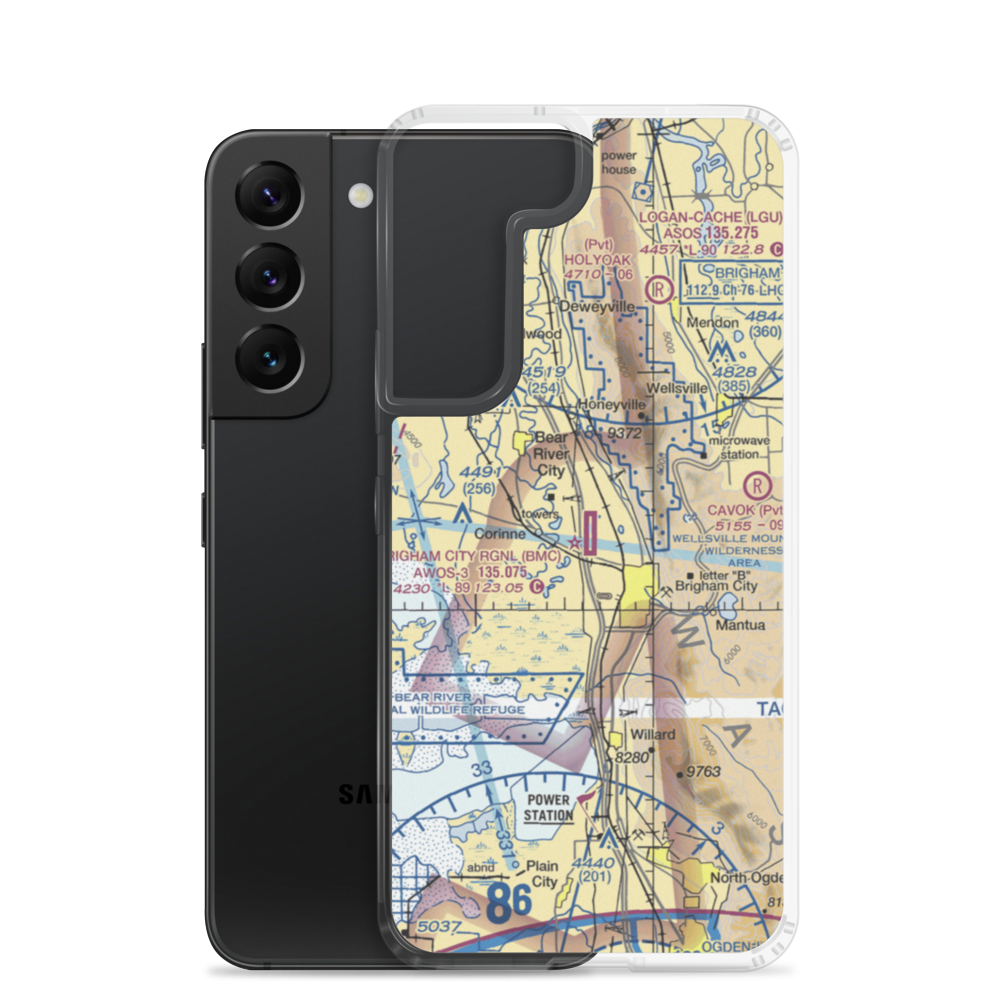 Brigham City Regional Airport (BMC) VFR Sectional Samsung Case Samsung Galaxy S22 model shown