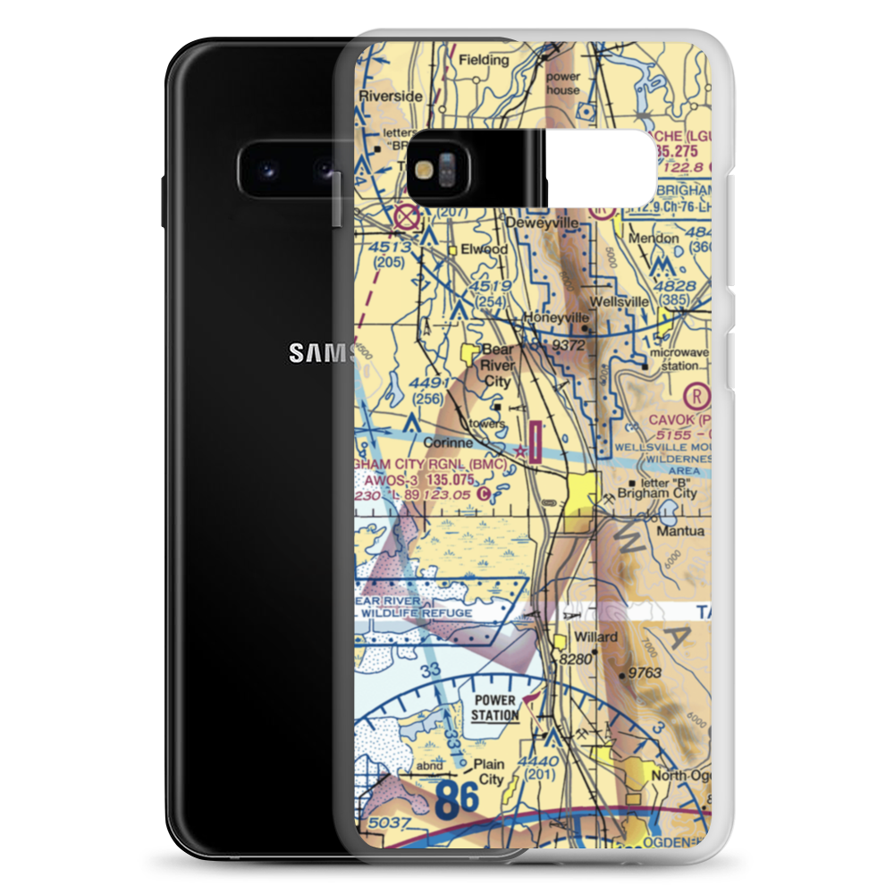 Brigham City Regional Airport (BMC) VFR Sectional Samsung Case Samsung Galaxy S10+ model shown