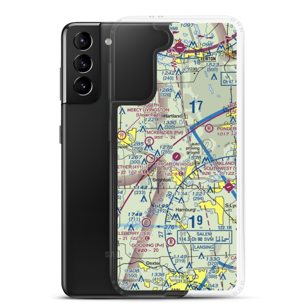 Brighton Airport (45G) VFR Sectional Samsung Case Samsung Galaxy S21 Plus model shown