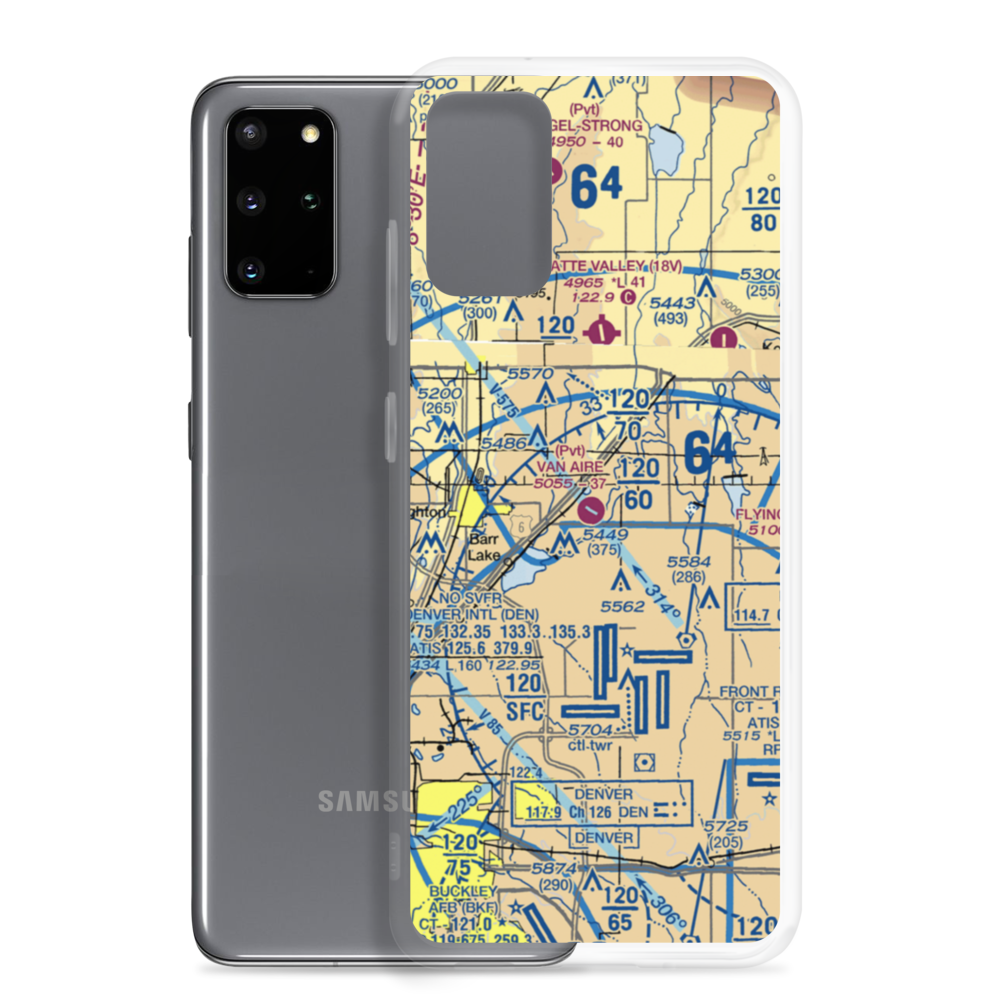 Brighton Van-Aire Estates Airport (CO12) VFR Sectional Samsung Case Samsung Galaxy S20 Plus model shown